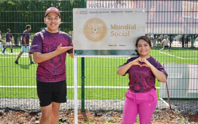 Cinthia Teniente inaugura la Cancha Mundial Social en Villagrán